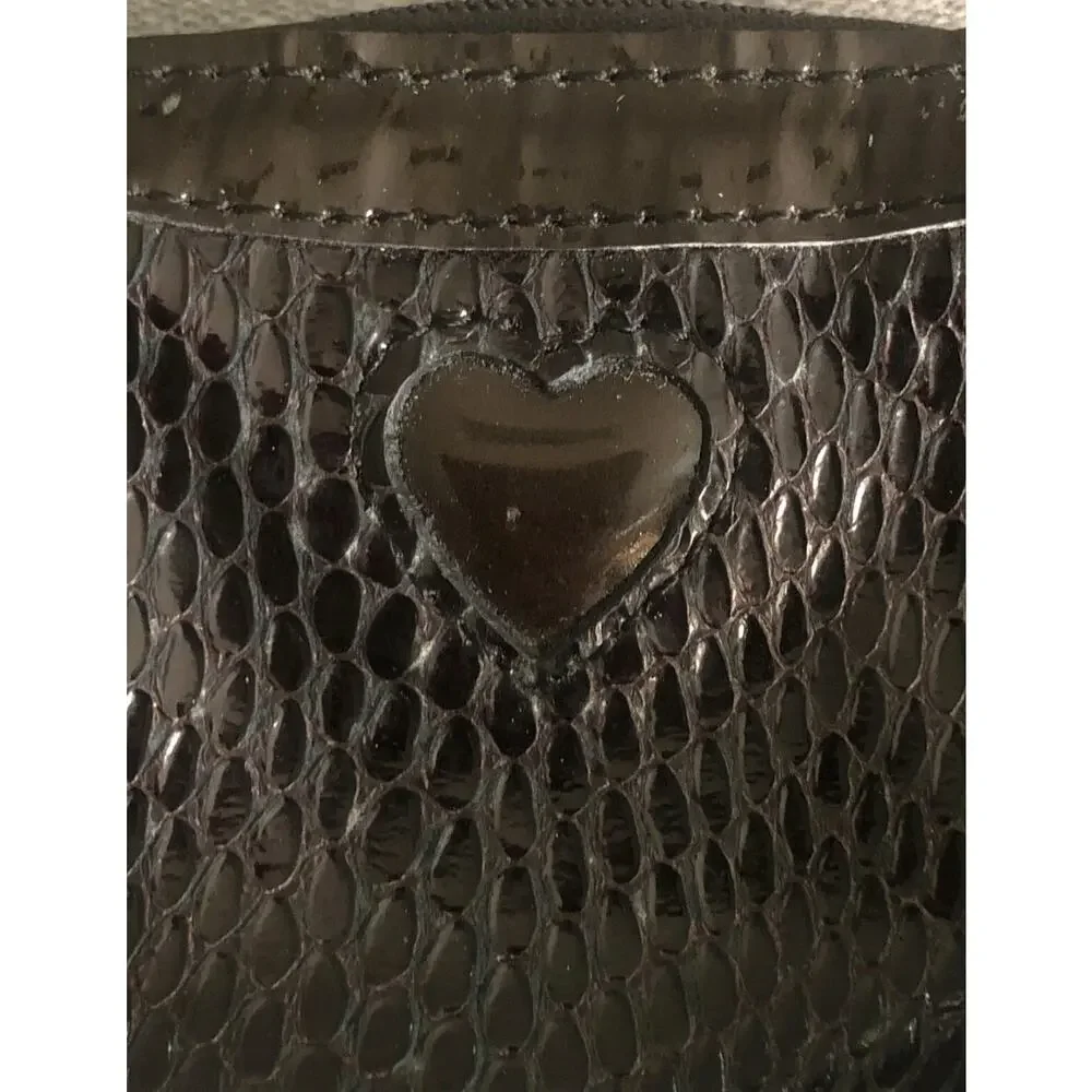 Brighton Vintage Snakeskin Embossed Patent Leather Zip Coin Purse Earbud Case